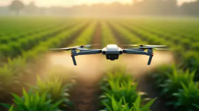 Drone em um campo de agricultura