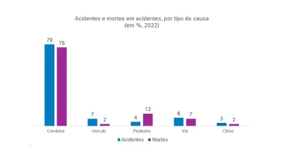 Acidentes e mortes em acidentes, por tipo de causa 
